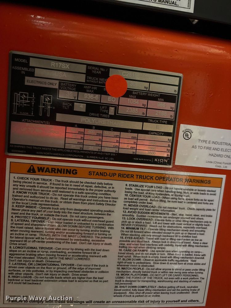 image for item ND9894 2023 Linde R17SX reach truck