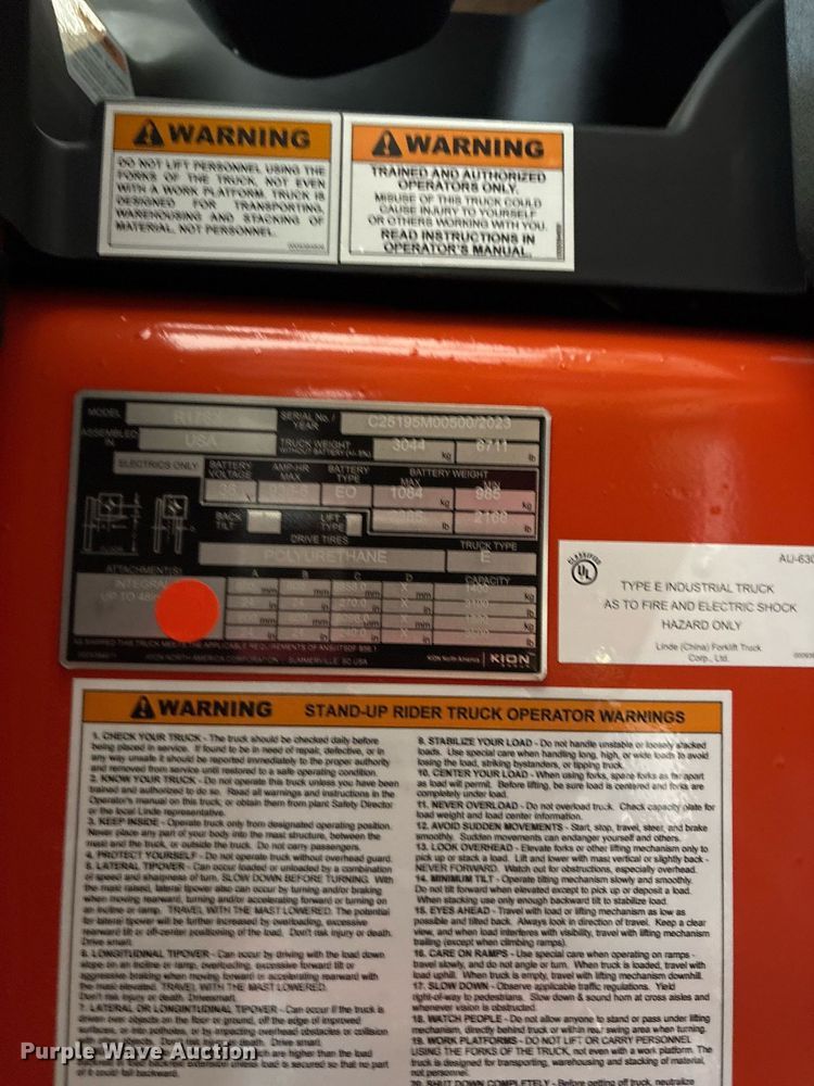 image for item ND9897 2023 Linde R17SX reach truck