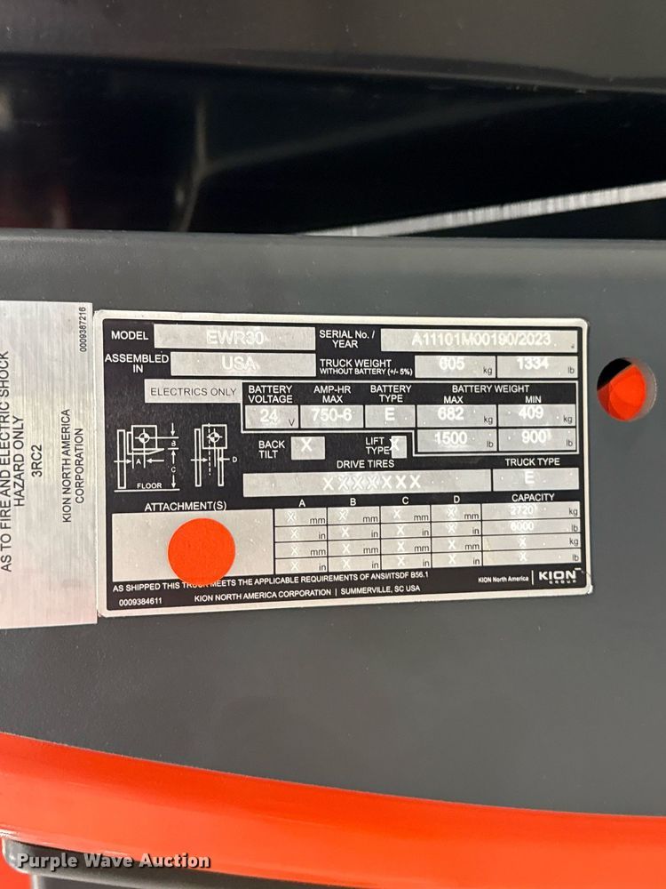 image for item ND9909 2023 Linde EWR30 pallet jack