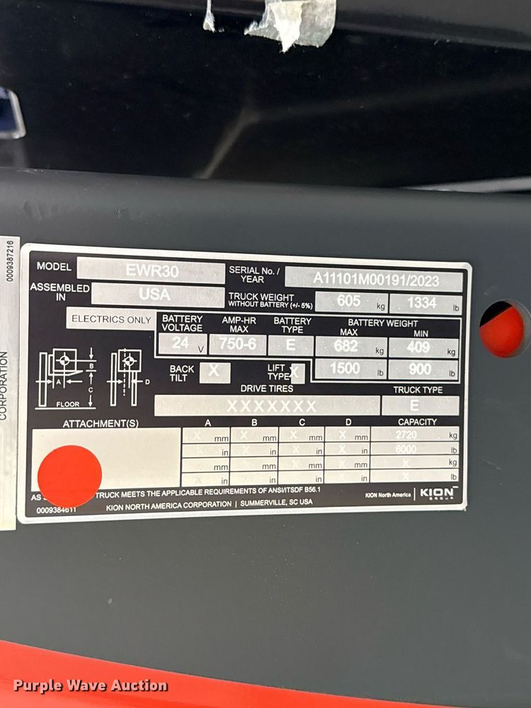 image for item ND9911 2023 Linde EWR30 pallet jack