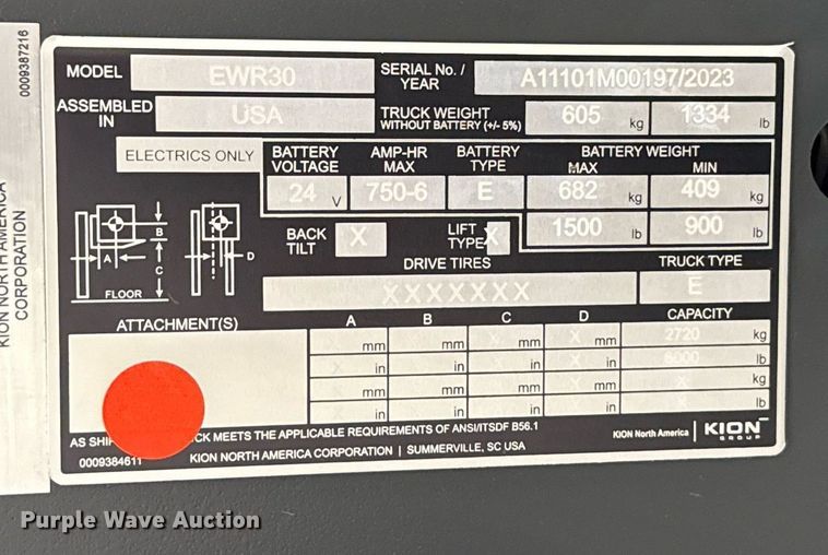 image for item ND9916 2023 Linde EWR30 pallet jack