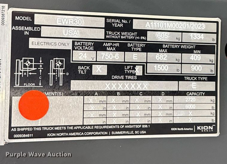 image for item ND9918 2023 Linde EWR30 pallet jack