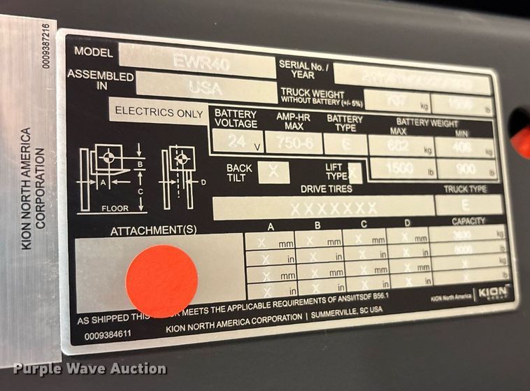 image for item ND9920 2023 Linde EWR40 pallet jack