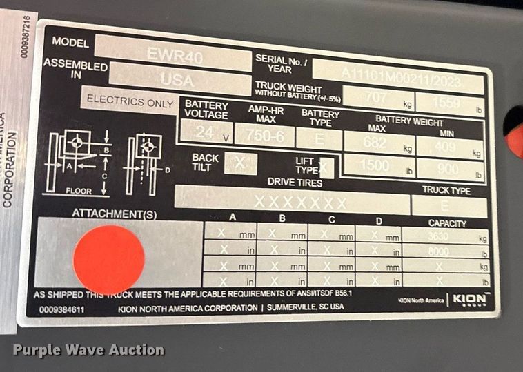 image for item ND9923 2023 Linde EWR40 pallet jack