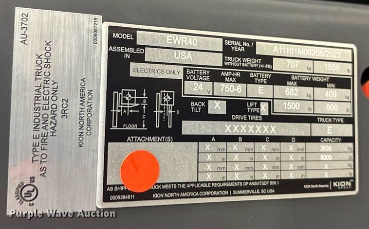 image for item ND9933 2023 Linde EWR40 pallet jack