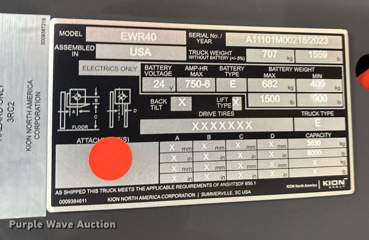 image for item ND9935 2023 Linde EWR40 pallet jack