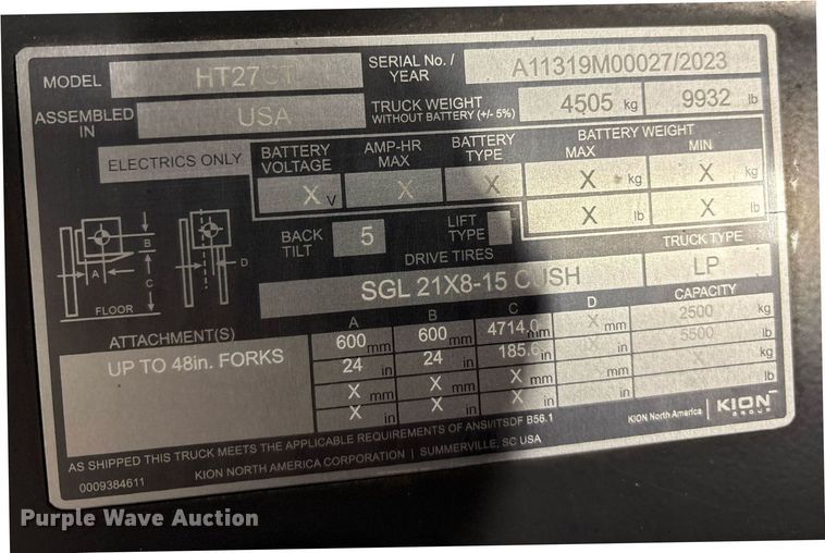 image for item ND9938 2023 Linde HT27CT forklift
