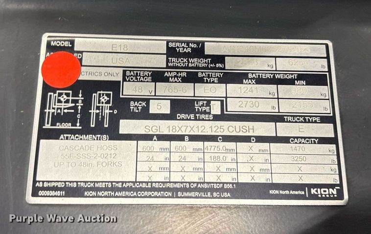 image for item ND9965 2023 Linde E18 forklift