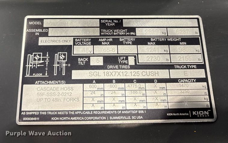 image for item ND9966 2023 Linde E18 forklift