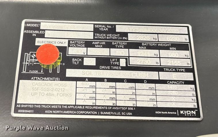 image for item ND9971 2023 Linde E18 forklift