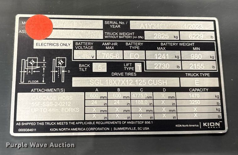 image for item ND9972 2023 Linde E18 forklift
