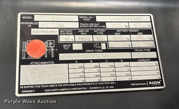 image for item ND9977 2023 Linde E18 forklift