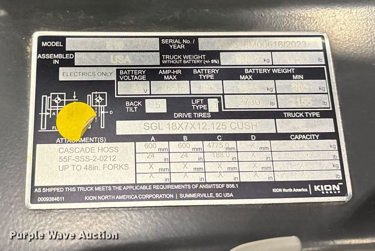 image for item ND9978 2023 Linde E18 forklift