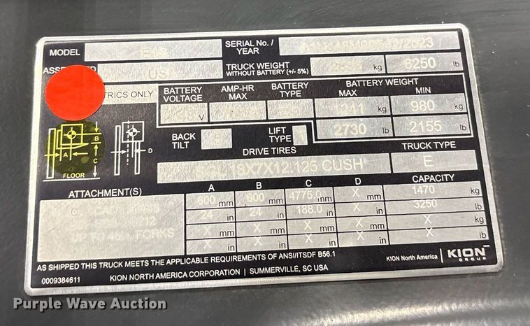 image for item ND9979 2023 Linde E18 forklift
