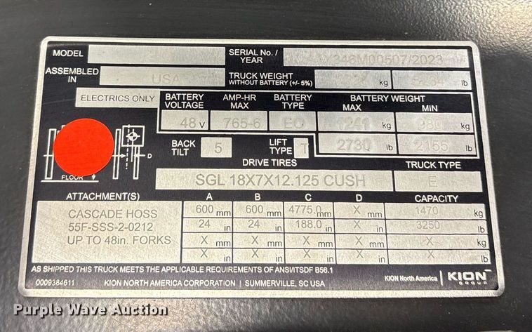 image for item ND9981 2023 Linde E18 forklift