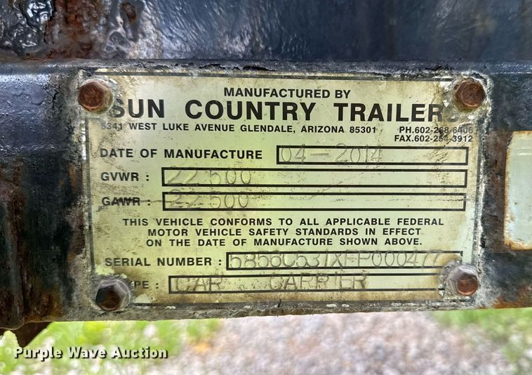 image for item DH9985 2014 Sun Country Car carrier car carrier