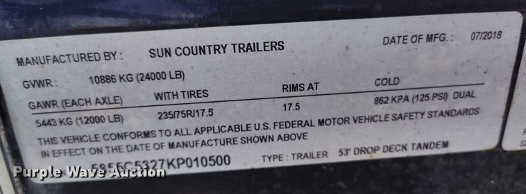 image for item DP4944 2019 Sun Country car carrier