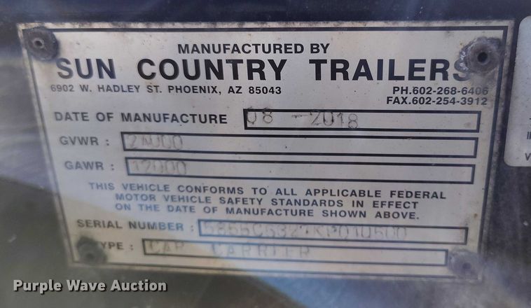 image for item DP4944 2019 Sun Country car carrier