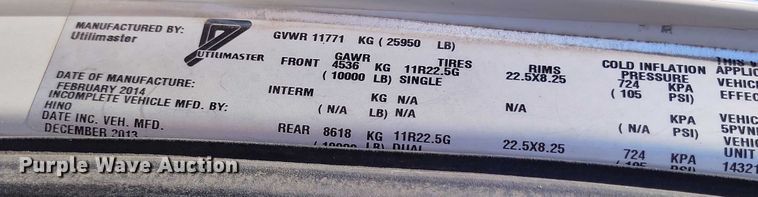 image for item DP4983 2014 Hino 268 box truck