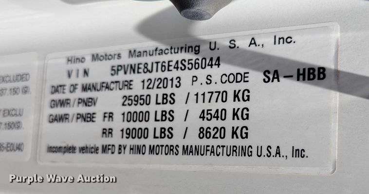 image for item DP4983 2014 Hino 268 box truck