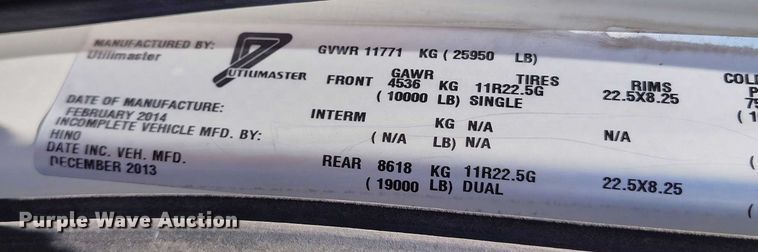 image for item DP4984 2014 Hino 268 box truck