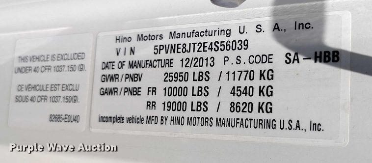 image for item DP4984 2014 Hino 268 box truck