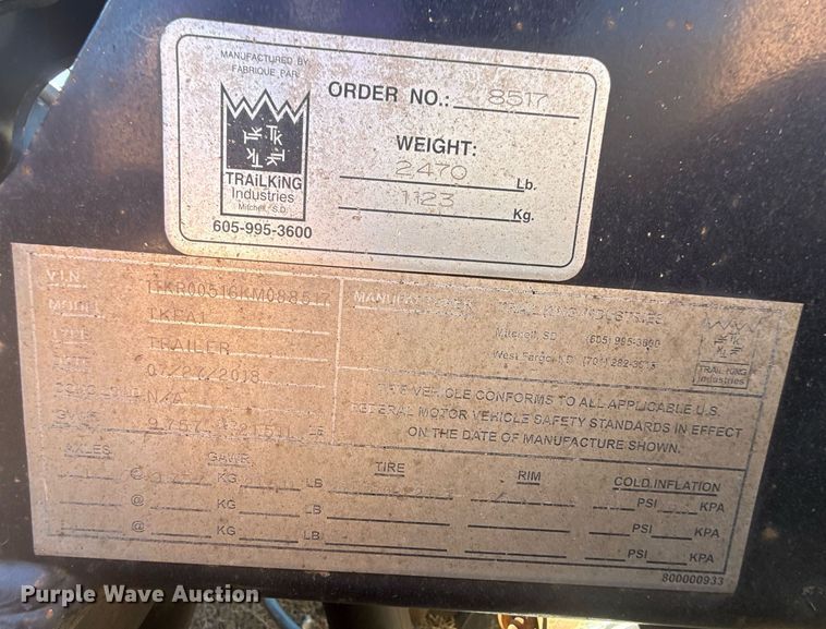 image for item DS3635 2017 Trail King TK110HDG lowboy equipment trailer