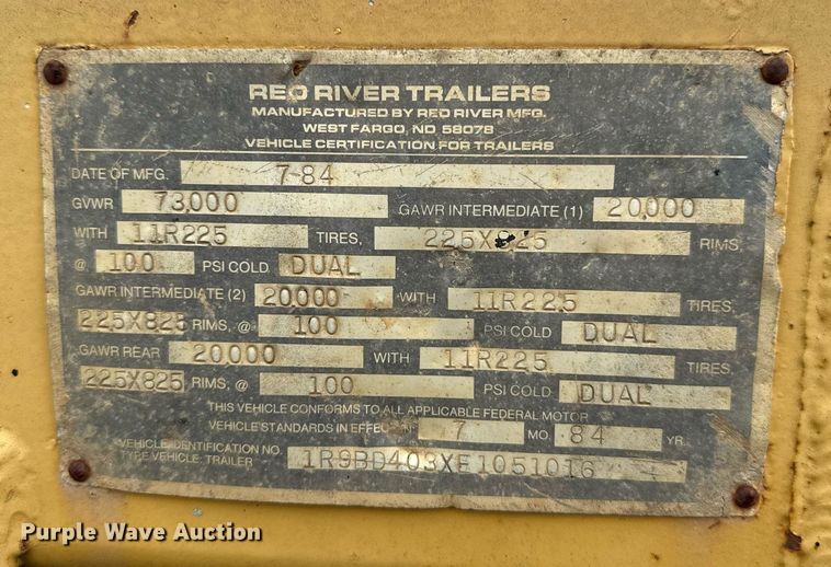 image for item DT6618 1984 Red River Manufacturing bottom dump trailer