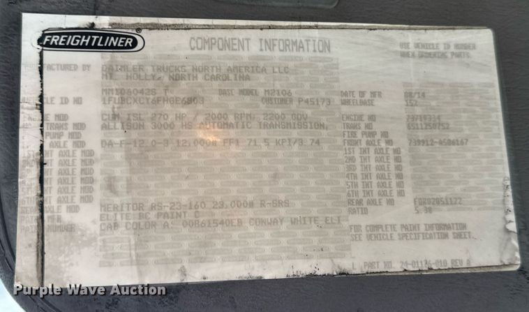 image for item DV4076 2015 Freightliner Business Class M2 semi truck