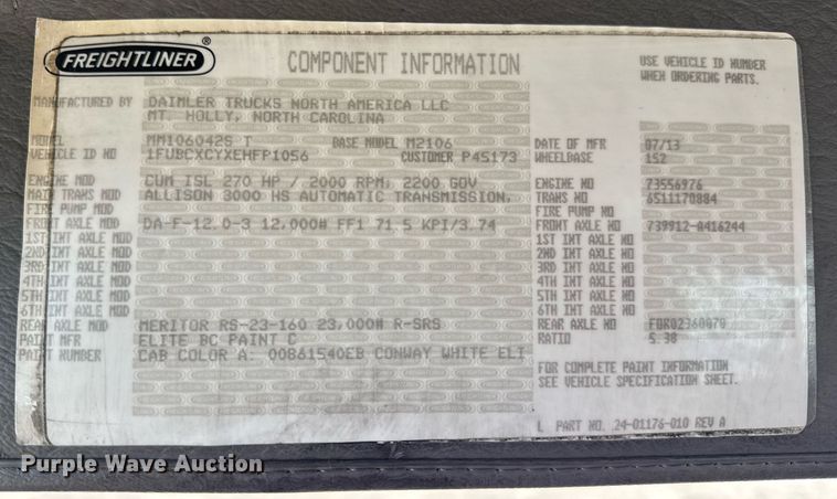 image for item DV4077 2017 Freightliner Business Class M2 semi truck