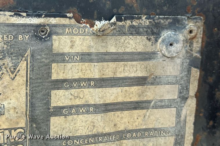 image for item DV4133 1988 Trail King drop deck equipment trailer