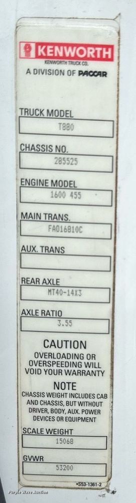 image for item DW1952 2019 Kenworth T880 semi truck