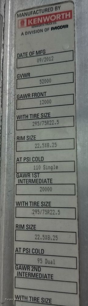 image for item DW1953 2013 Kenworth T800 semi truck