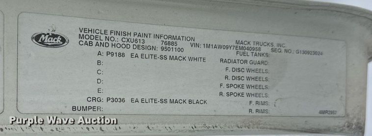 image for item DW1954 2014 Mack CXU613 semi truck