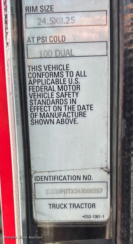 image for item EC3597 2004 Kenworth W900B semi truck