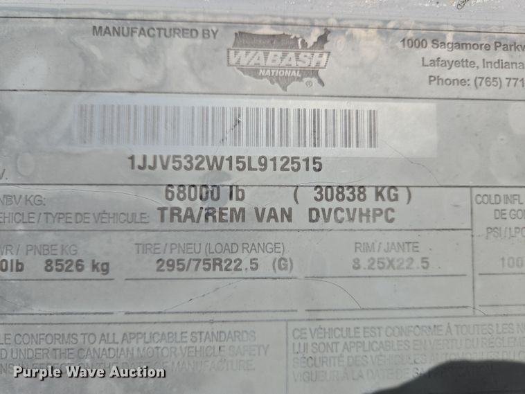 image for item EC4068 2005 Wabash DVCVHPC dry van trailer