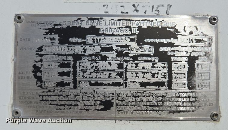 image for item EC4074 2006 Great Dane 7411T-SSLA dry van trailer