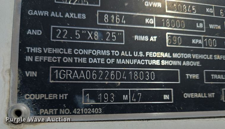 image for item EC4074 2006 Great Dane 7411T-SSLA dry van trailer