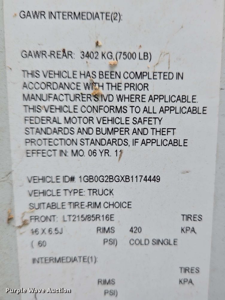 image for item EC4246 2011 Chevrolet Express 3500 box truck