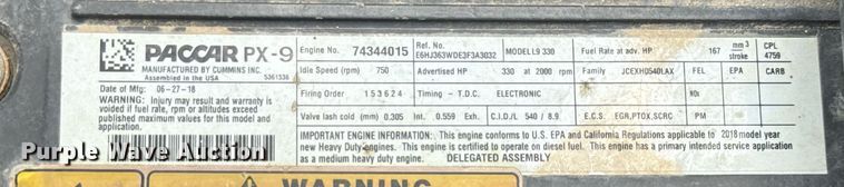 image for item ED5667 2019 Peterbilt 337 truck cab and chassis