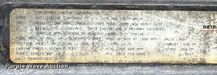 image for item ED5671 2005 Freightliner Century Class semi truck