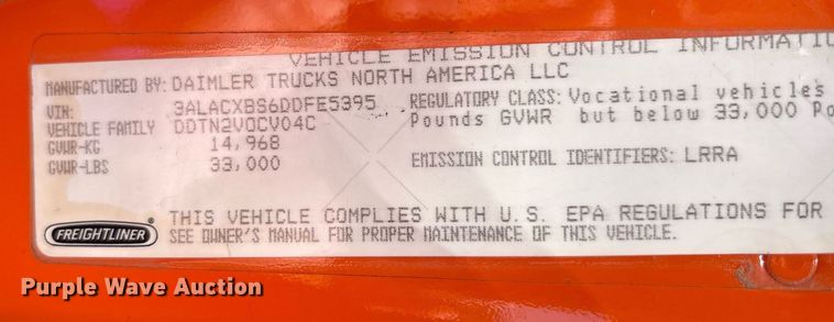 image for item EF3117 2013 Freightliner Business Class M2 box truck