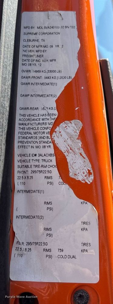 image for item EF3117 2013 Freightliner Business Class M2 box truck