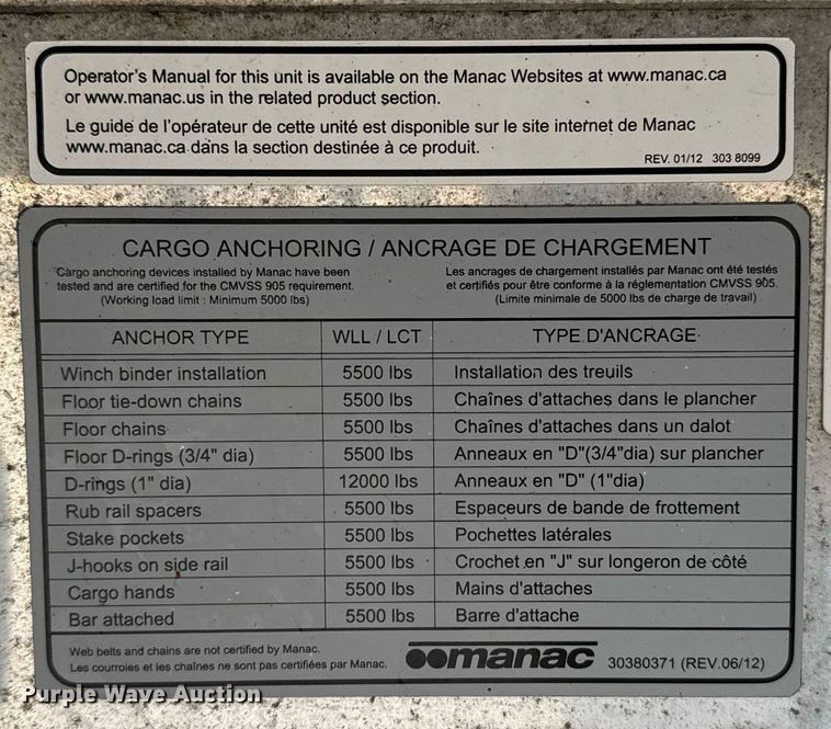 image for item EG6558 2015 Manac 10248B000 flatbed trailer