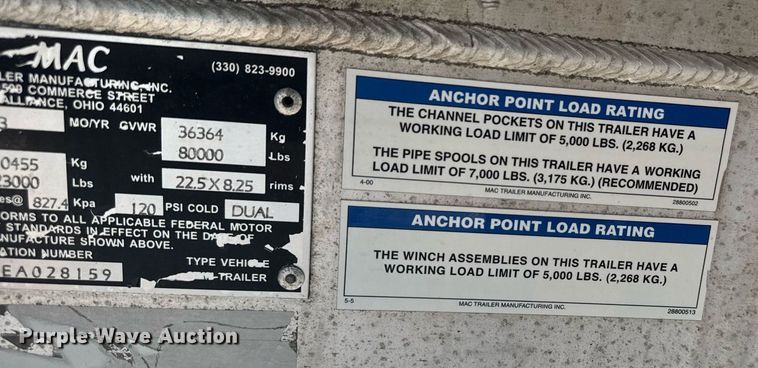 image for item EG6586 2014 Mac flatbed trailer