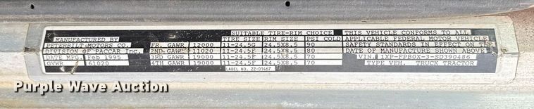 image for item EJ8765 1995 Peterbilt 378 semi truck