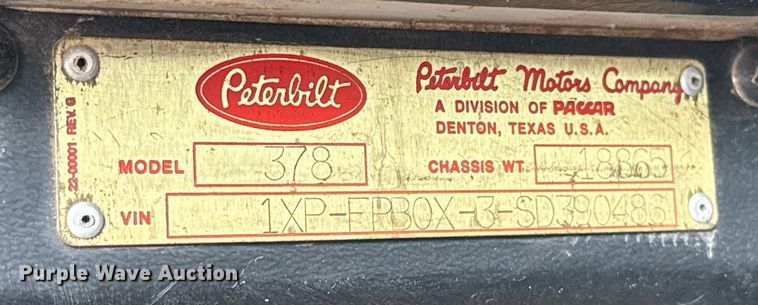 image for item EJ8765 1995 Peterbilt 378 semi truck