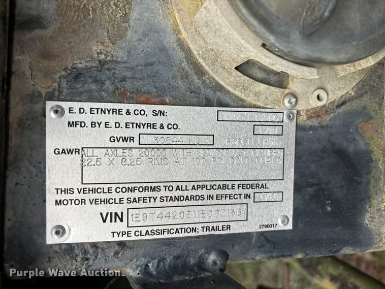 image for item EK2792 1991 Etnyre TR6 tank trailer