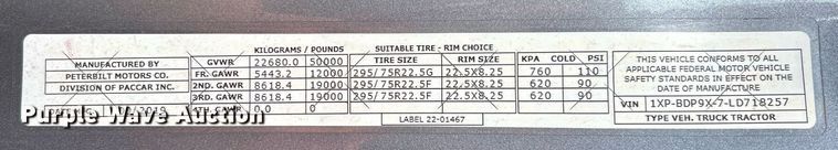 image for item EK8078 2020 Peterbilt 579 semi truck