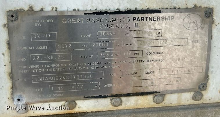 image for item EK8104 2008 Great Dane SLT-1114-11053 refrigerated van trailer